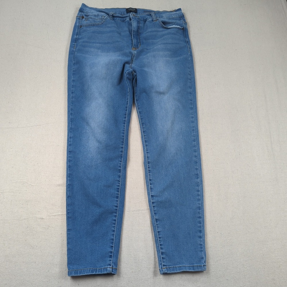 Curve Appeal Jeans Womens 16 33 Blue Stretch Skinny High Rise Faded